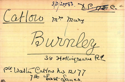 Pension Card Walter Catlow