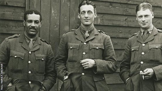 Walter Tull With Two Officer Colleagues