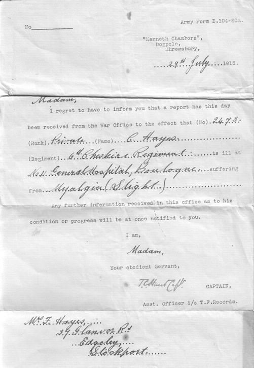 Hayes Notification Of Admission To Hospital