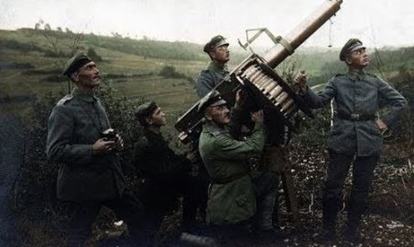 A German Anti Aircraft Team Prepares For Action.