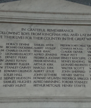 Kingham Hill And Latimer House Great War Memorial