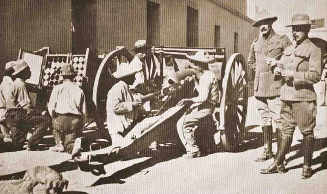 With Rebel Artillery, Hermosillo, Mex 1913