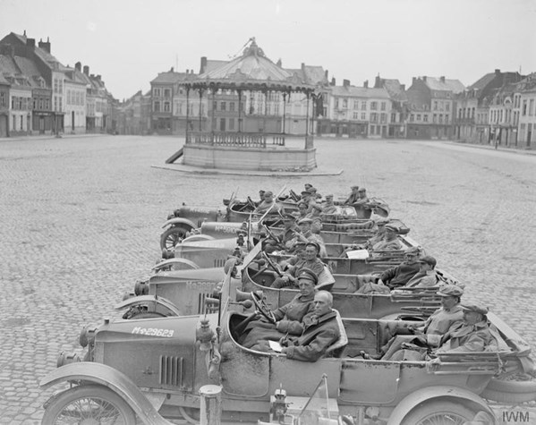 Canadian Journalists' Vauxhall Cars In The Square At Hazebrouck