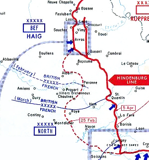 German Withdrawal To Hindenburg Line In 1917