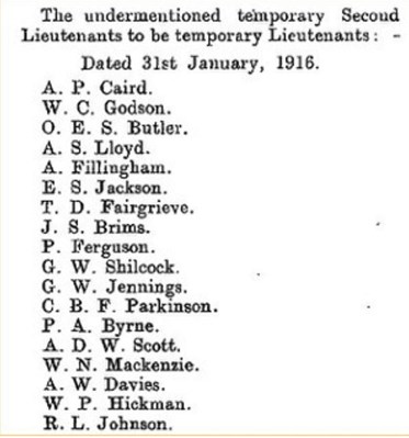 Temporary Second Lieutenants