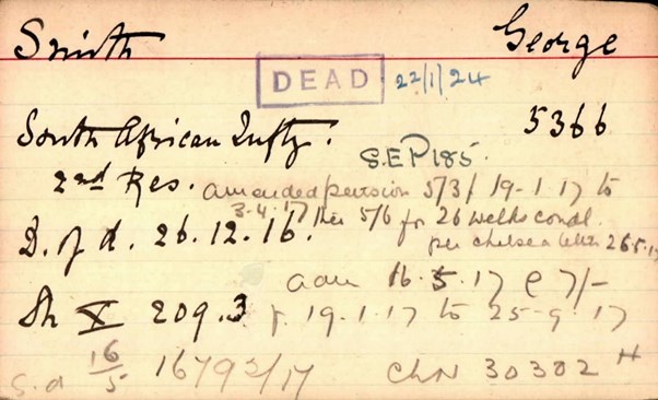 George Smith 'Other Ranks Survived' Card