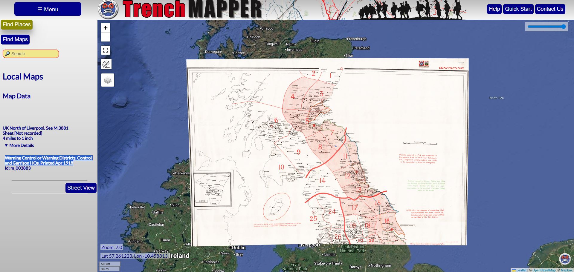 Warning Control Or Warning Districts April 1918