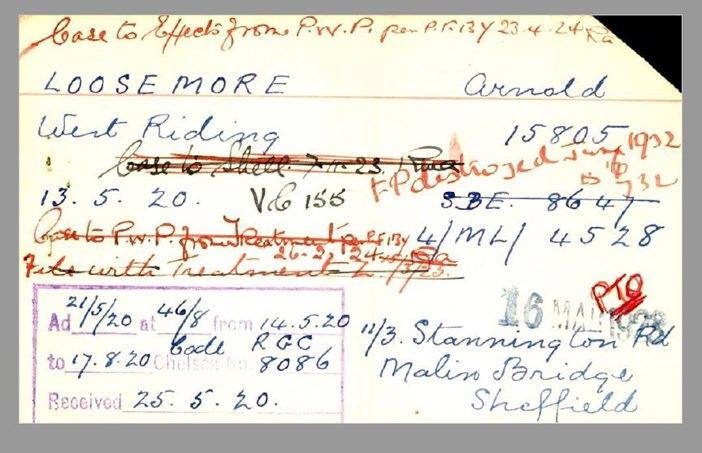 Front Of The 'Main' Card For Arnold Loosemore.