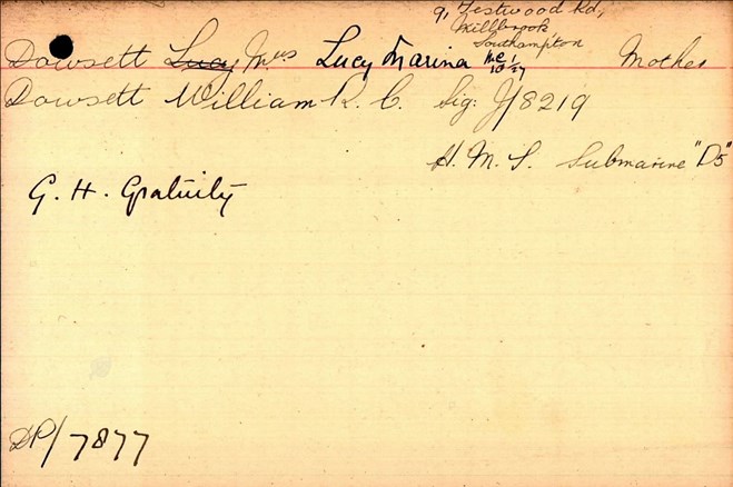 Pension Record Card Of William Dowsett