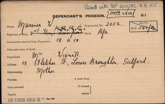 Mariner Pension Record Card
