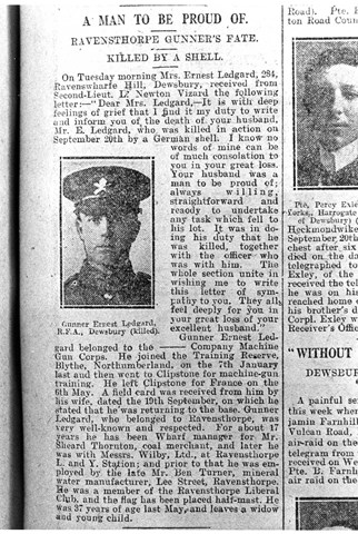 Ernest Ledgard In The Dewsbury Reporter
