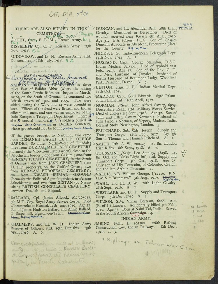 The Additions 'Also Buried In This Cemetery' From The Original CWGC Register
