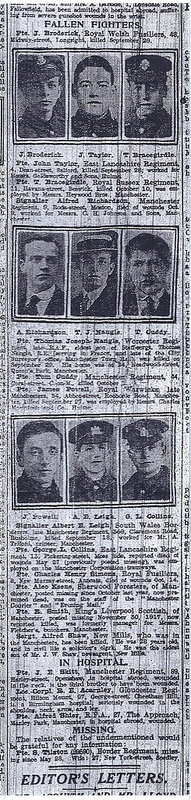 'Fallen Fighters', 29Th October 1918. Manchester Evening News
