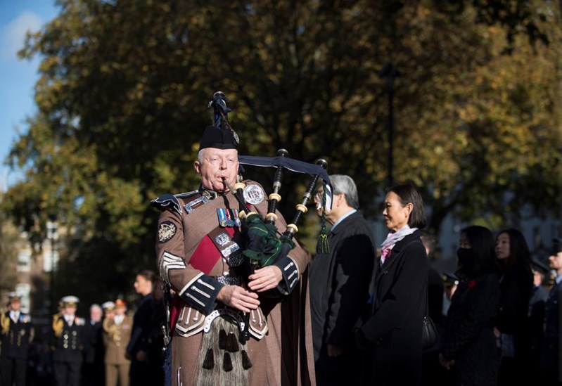 A Piper Of The Pipes And Drums Of The London Scottish