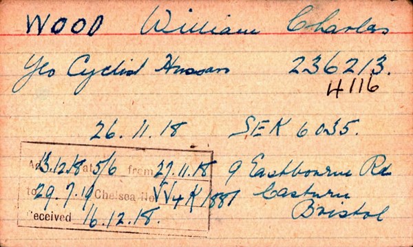 William Charles Wood 'Other Ranks Survived' Card