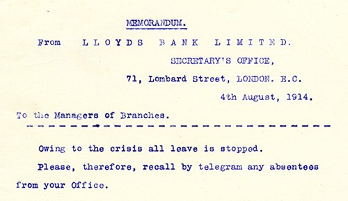 Bank Staff Leave Cancelled! (Courtesy Of Lloyds Banking Group)