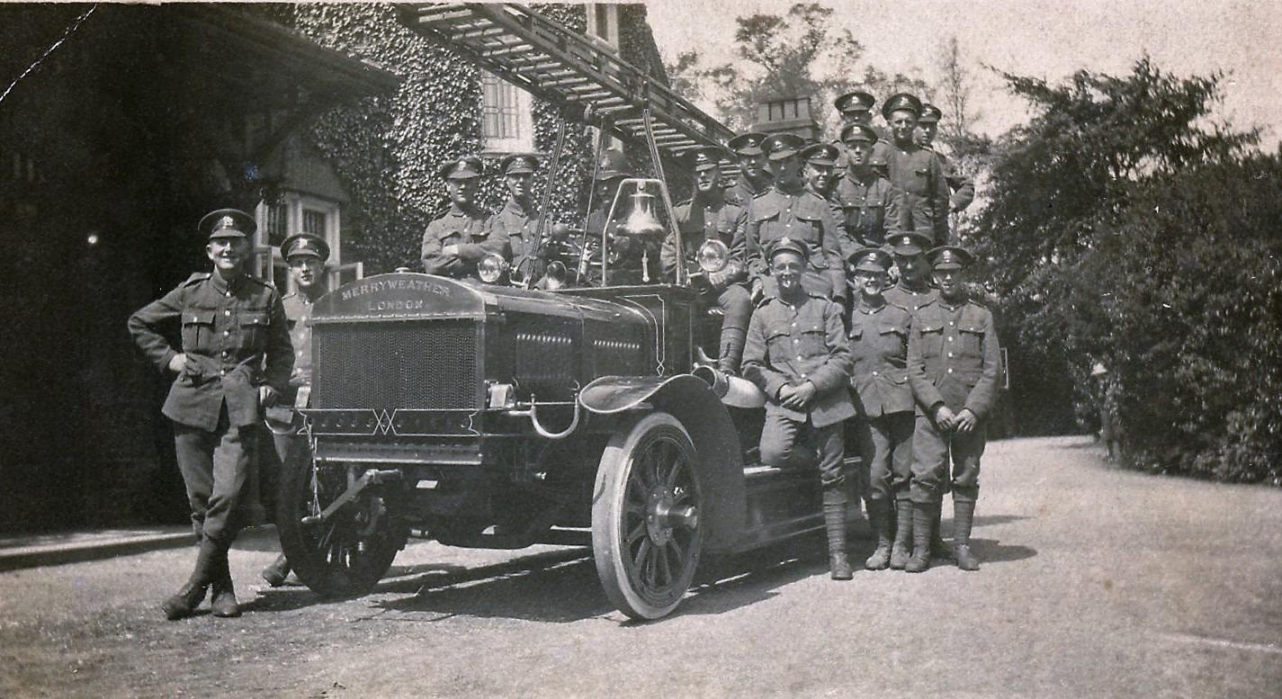 Engine With Firemen In Army Uniforms
