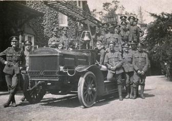 Engine With Firemen In Army Uniforms
