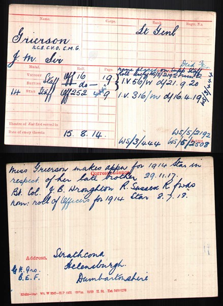 James Grierson Medal Index Card