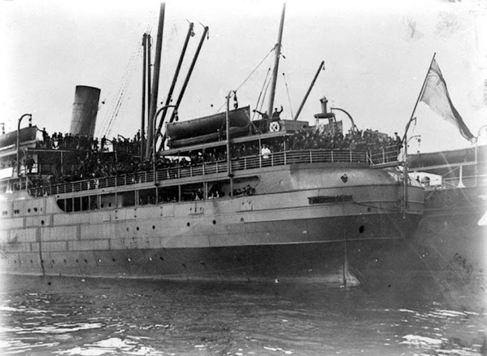 H.M.T. Royal Edward At Devonport, 14 October 1914