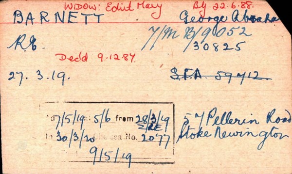 George Barnett 'Other Ranks Survived' Card