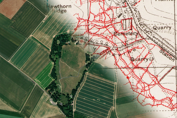 Above Y Ravine On The Somme Showing How Trenchmapper Overlays Onto The Landscape