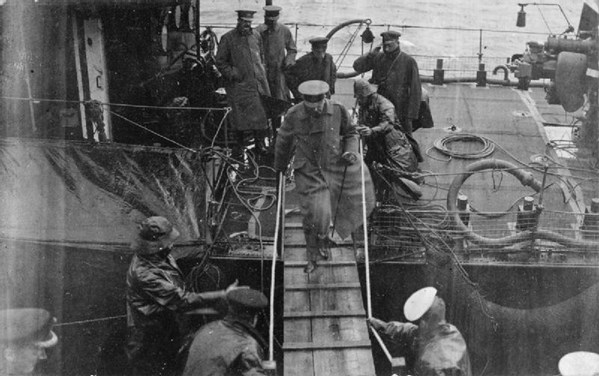 Kitchener Boards HMS Iron Duke From HMS Oak At 12.25Pm On 5 June 1916
