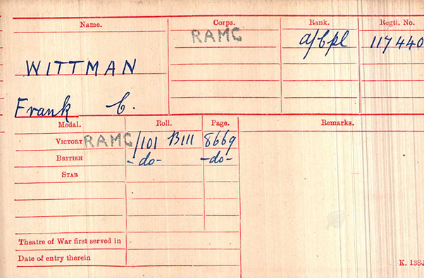 Frank’S Medal Index Card