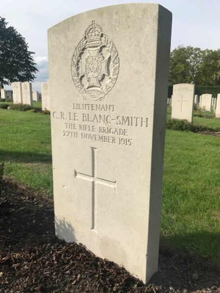 Charles’s headstone, Essex Farm CWGC Cemetery (Photo: Paul Blumsom).