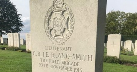 Charles’s headstone, Essex Farm CWGC Cemetery (Photo: Paul Blumsom).