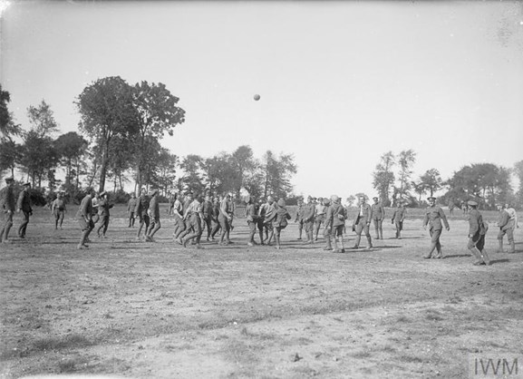 Troops Of The 1St Battalion, Wiltshire Regiment, Football Near Bouzincourt, Sept. 1916