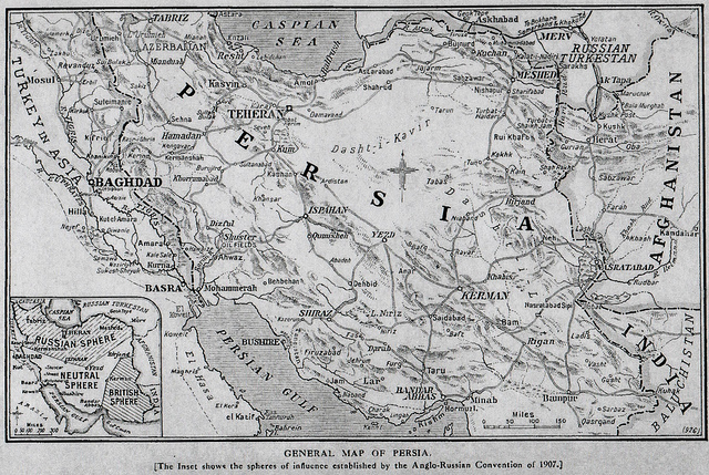 Map Of Persia And Spheres Of Influence
