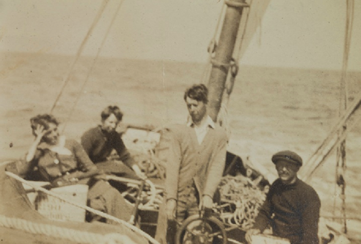 Gordon Shephard At The Wheel Of The Asgard (Courtesy Of Trinity College Dublin).