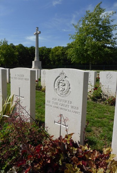 The Headstone Of The 'Unknown Officer, RAMC' At La Ville Aux Bois British Cemetery