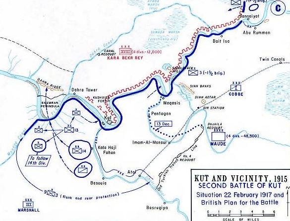 Map Of The General Situation At Kut On 22 February 1917