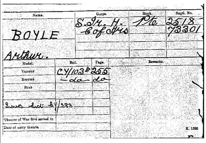 Arthur Boyle Medal Record