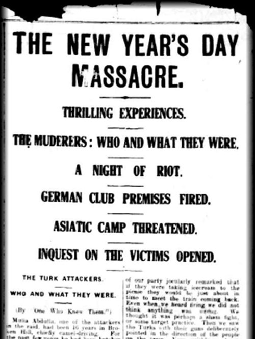 Headline From The Barrier Miner Newspaper The Day After The Massacre