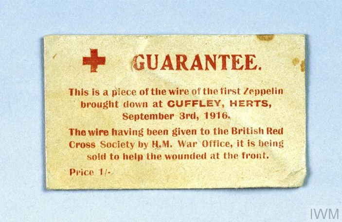 Envelope Containing Piece Of Wire From Zeppelin SL11 (Sold By The British Red Cross Society)