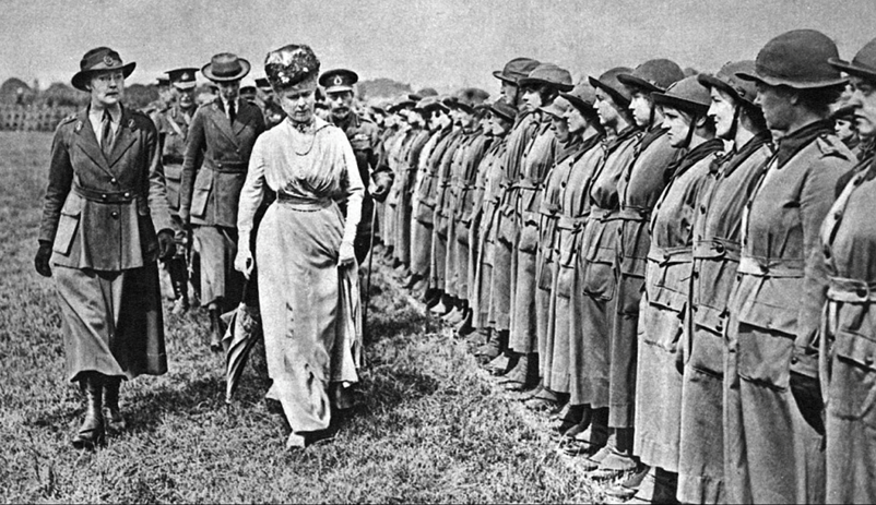 Queen Mary Inspecting At Aldershot Barracks
