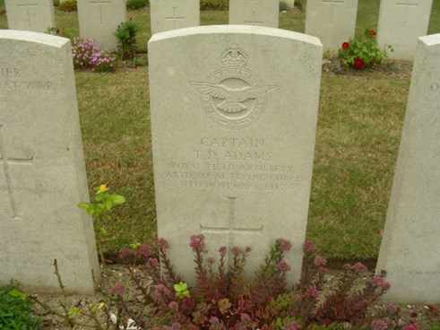 The Headstone For Captain Theodore D. Adams In Brown’S Copse Cemetery, Fampoux.
