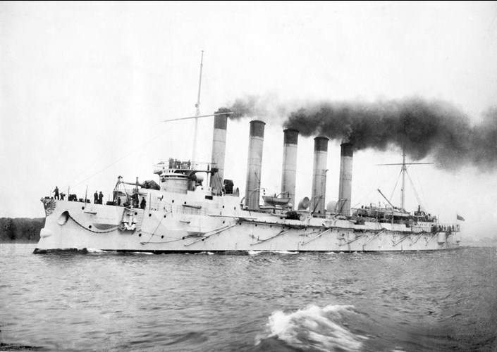 Russian Cruiser Askold On Trials After Construction At Kiel