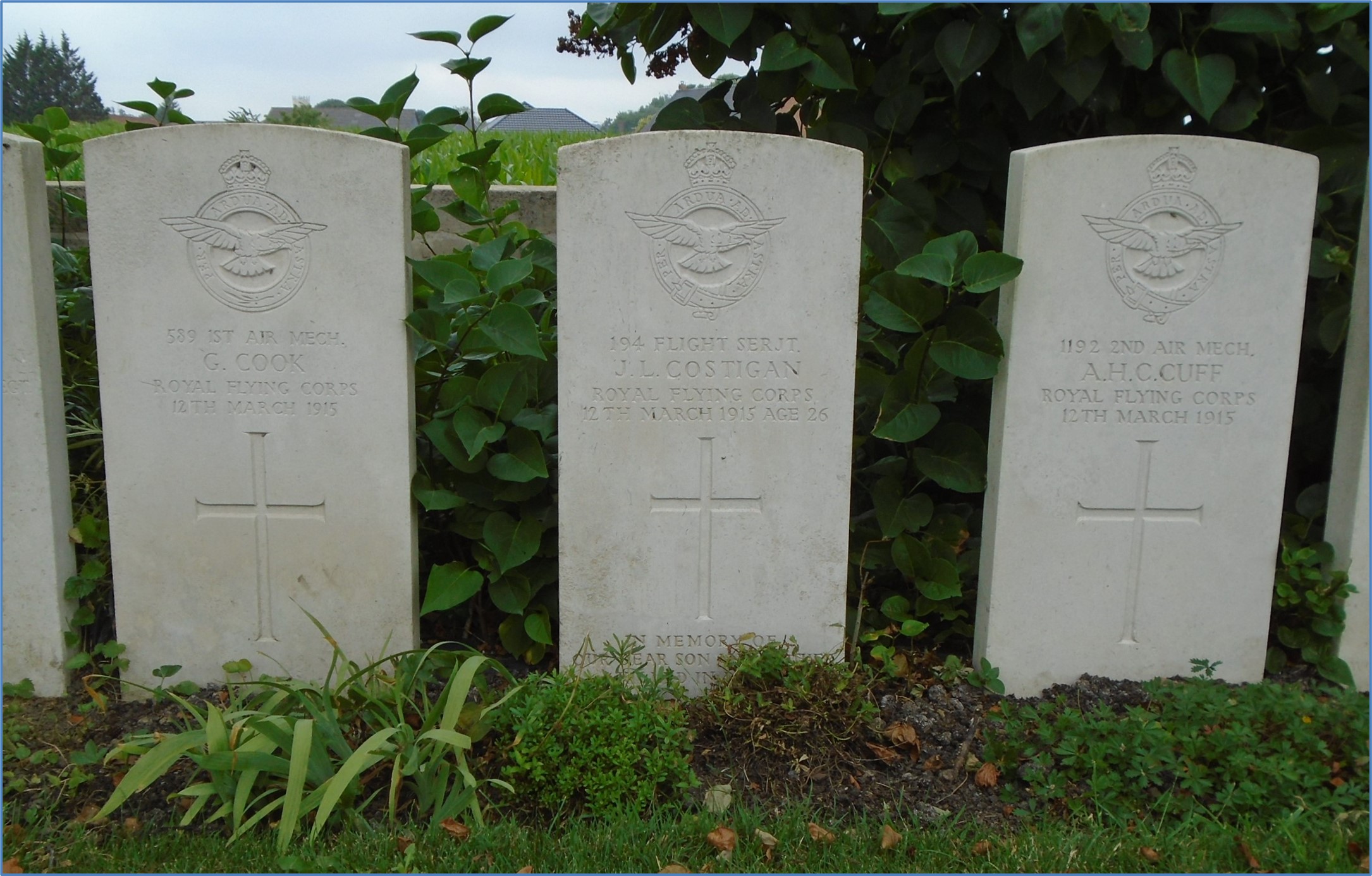 The Graves Of 1St Air Mechanic Cook, Flight Sergeant Costigan And 2Nd Air Mechanic Cuff