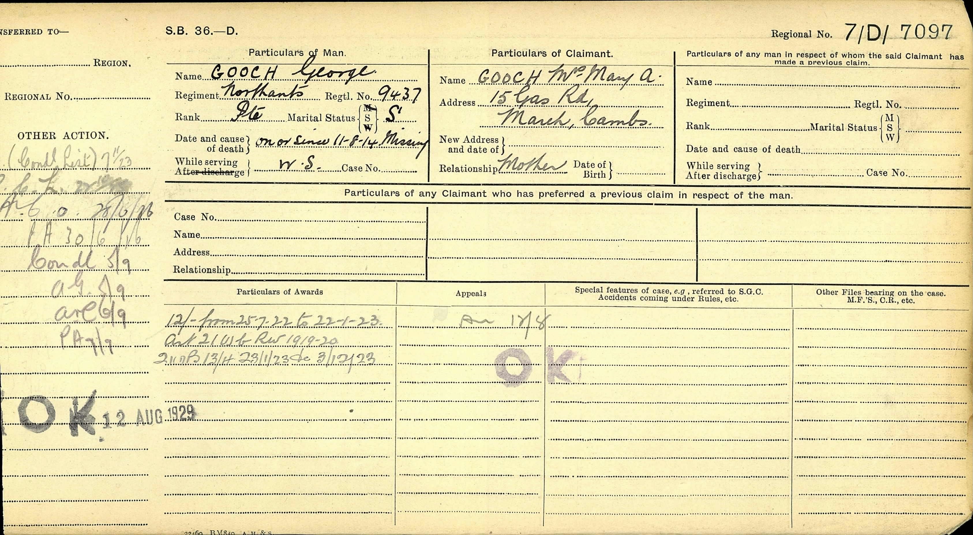 George Gooch Pension Ledger