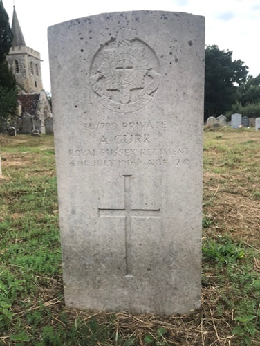 Private Arthur Gurr’S CWGC Headstone, St. Margaret’S Churchyard (Photo – Paul Blumsom)
