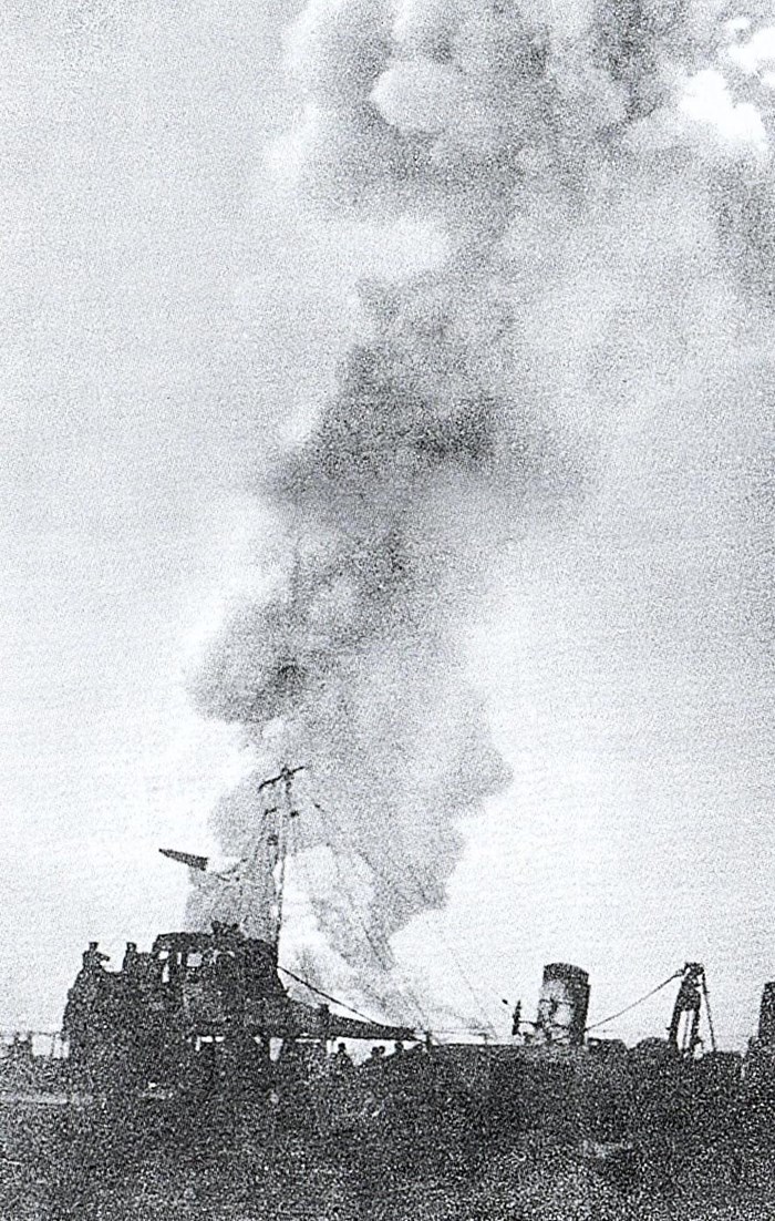 A Plume Of Smoke Rises High Into The Sky Shortly After The Princess Irene Blew Up
