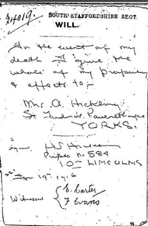 Harold Vivian Hickling Will