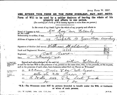 William Haldenby's Formal Will On Form W3297.