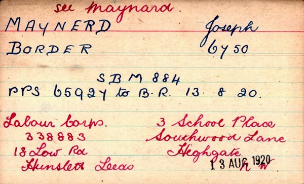 Joseph Maynard 'Other Ranks Survived' Card