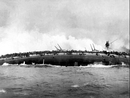 The German Armoured Cruiser SMS Blücher Sinks After Receiving Multiple Hits From British Warships At The Battle Of Dogger Bank On 25 January 1915