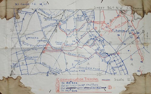 A Trench Map Carried In Action At Hohenzollern Redoubt Issued To A Soldier During The First World War